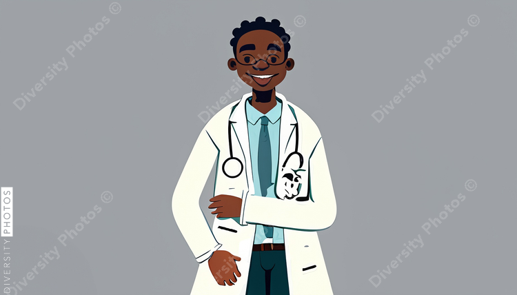 illustration of a confident Black pediatrician doctor 78737