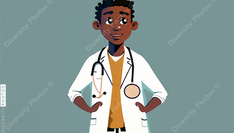 illustration of a confident Black pediatrician doctor 59429