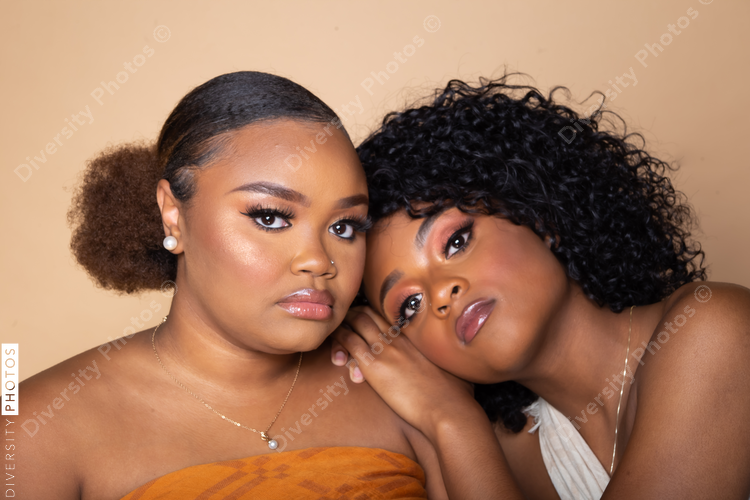 Female best friends studio portrait