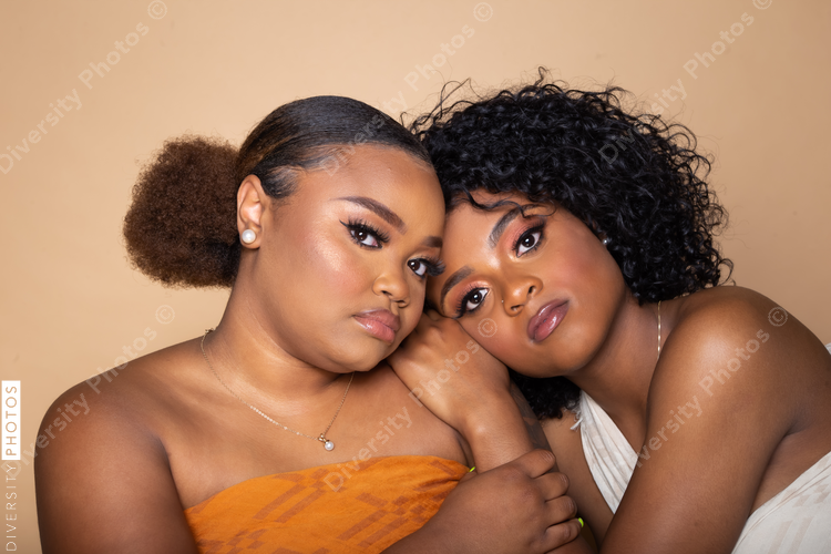 Female best friends studio portrait