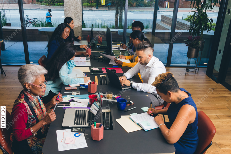 Group of business people working together in office