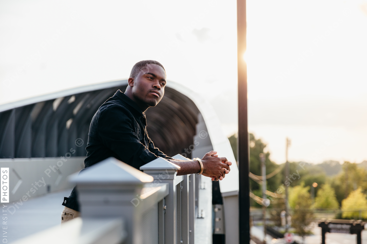 Man contemplating outdoors
