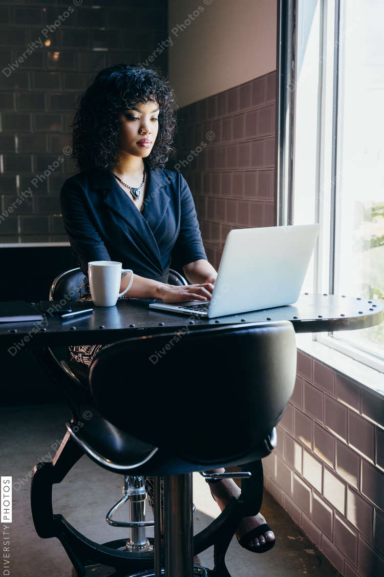 Young woman working on laptop