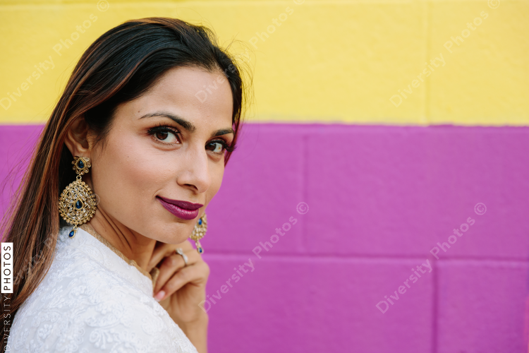 Portrait of young woman influencer