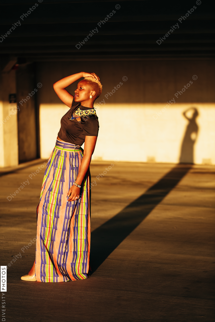 African American woman confident and basking in the sun