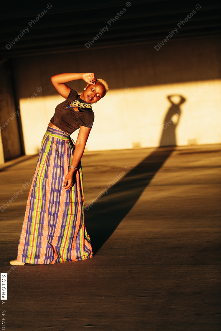 African American woman confident and basking in the sun