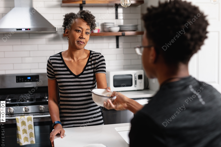Black mom prepared breakfast cereal for son