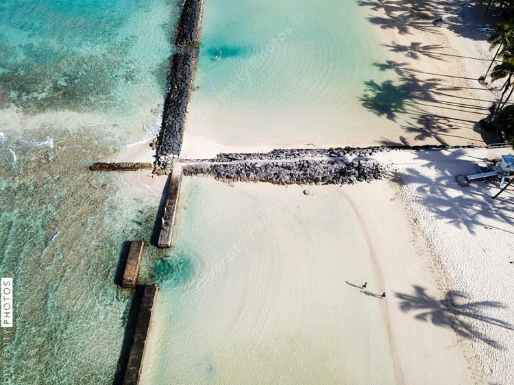 Aerial view of beach on sunny day