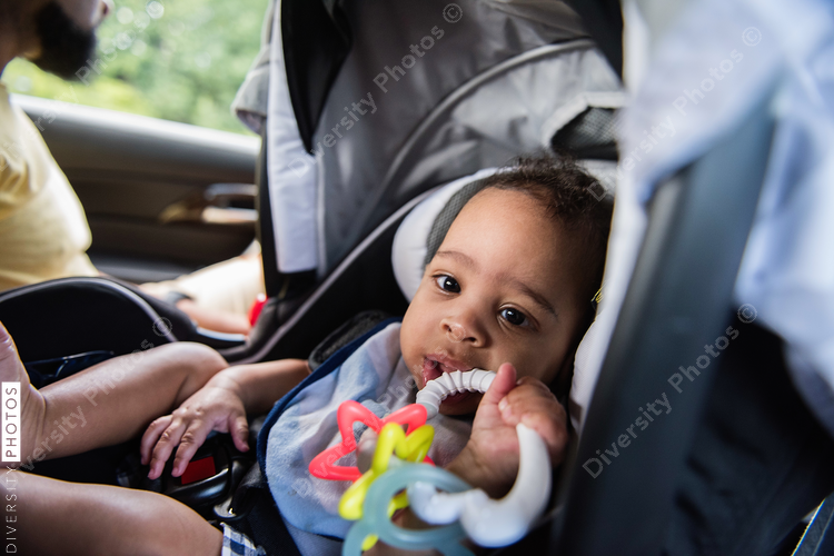 Close up view of child in car