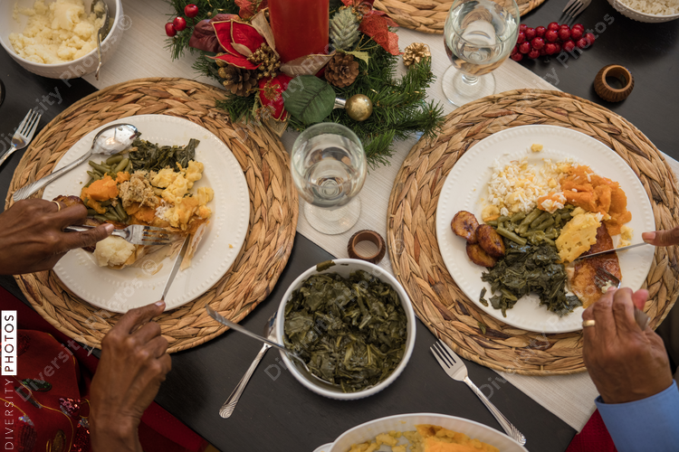Family eating Christmas meal together