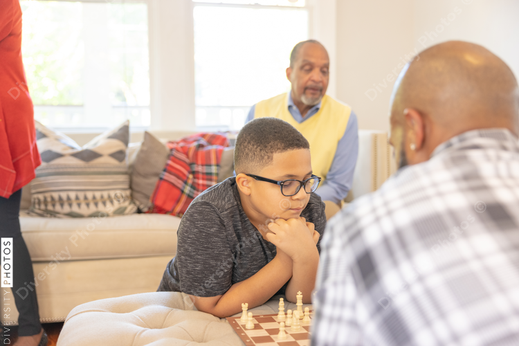 Family playing games during Christmas