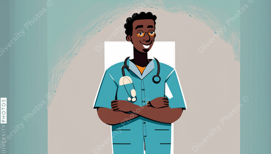 illustration of a confident Black pediatrician doctor 4739