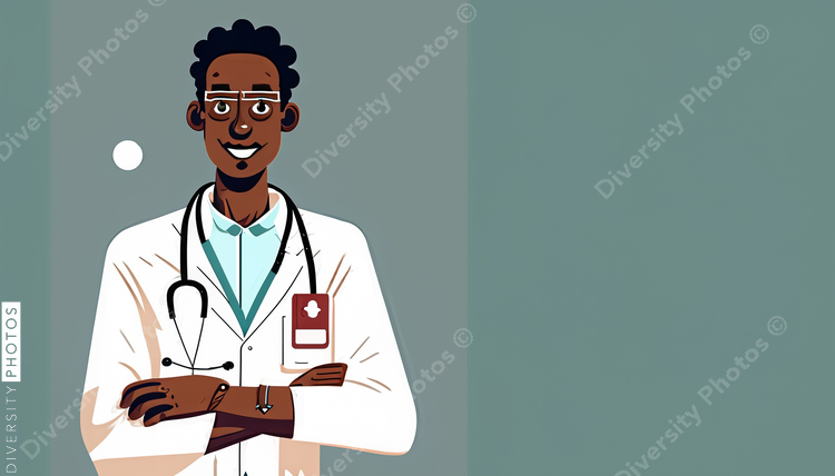 illustration of a confident Black pediatrician doctor 14818