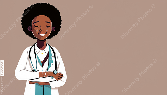 illustration of a confident Black pediatrician doctor 34429