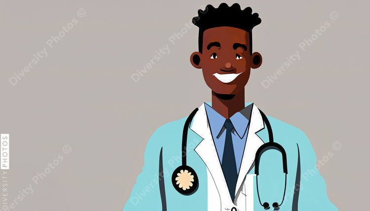 illustration of a confident Black pediatrician doctor 51738