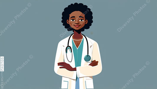 illustration of a confident Black pediatrician doctor 68365