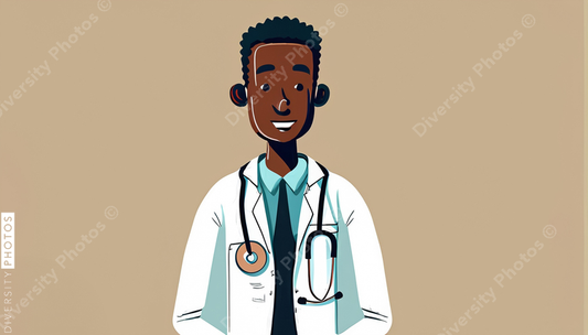 illustration of a confident Black pediatrician doctor 84997