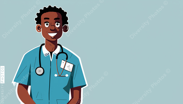 illustration of a confident Black pediatrician doctor 31791
