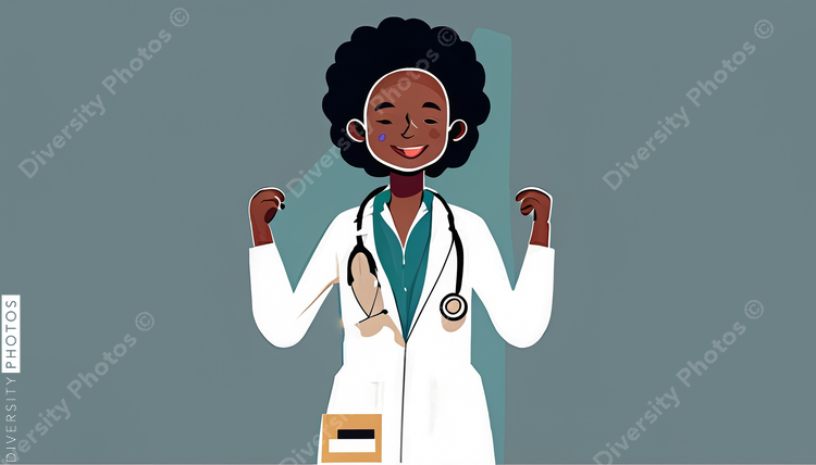 illustration of a confident Black pediatrician doctor 82587