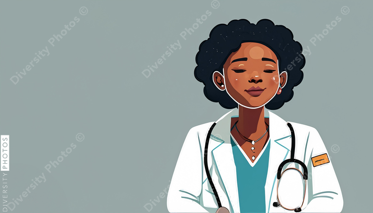 illustration of a confident Black pediatrician doctor 22293
