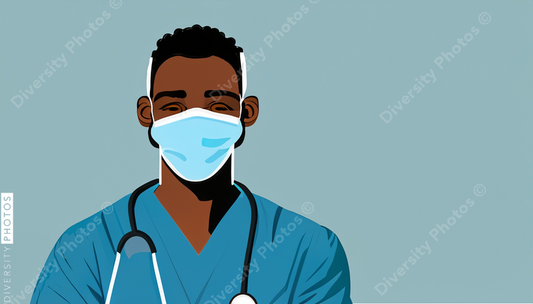 illustration of a black doctor wearing a surgical mask 90256
