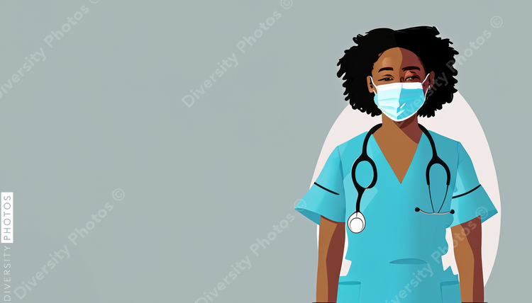 illustration of a black doctor wearing a surgical mask 51879