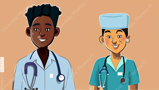 illustration of a black nurse and hispanic doctor 47023