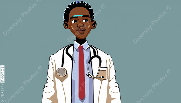 illustration of a Black doctor with braids 4206