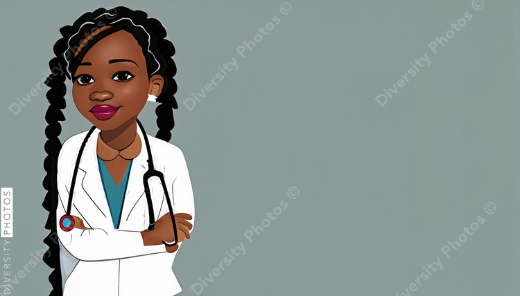illustration of a Black doctor with braids 31559