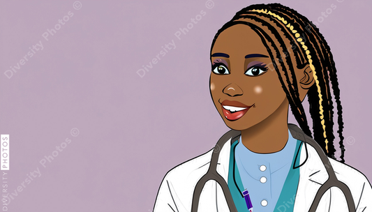 illustration of a Black doctor with braids 64945