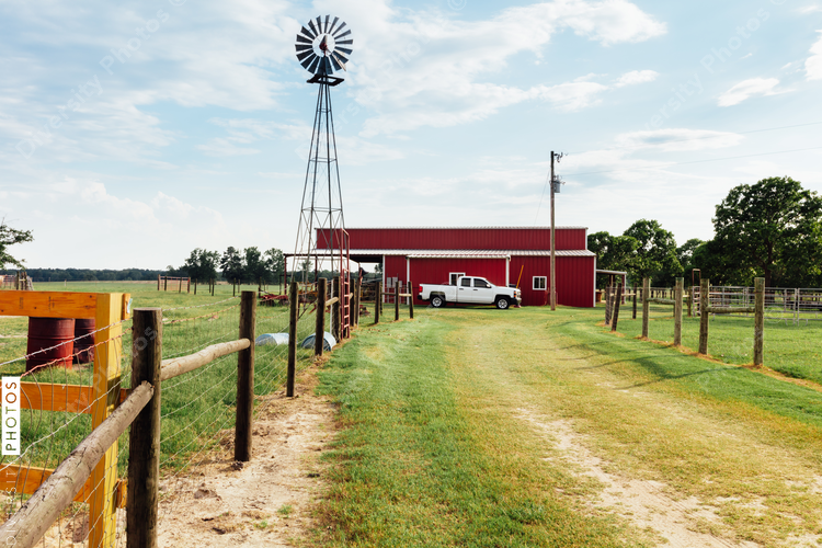 Family farm and barn in rural America