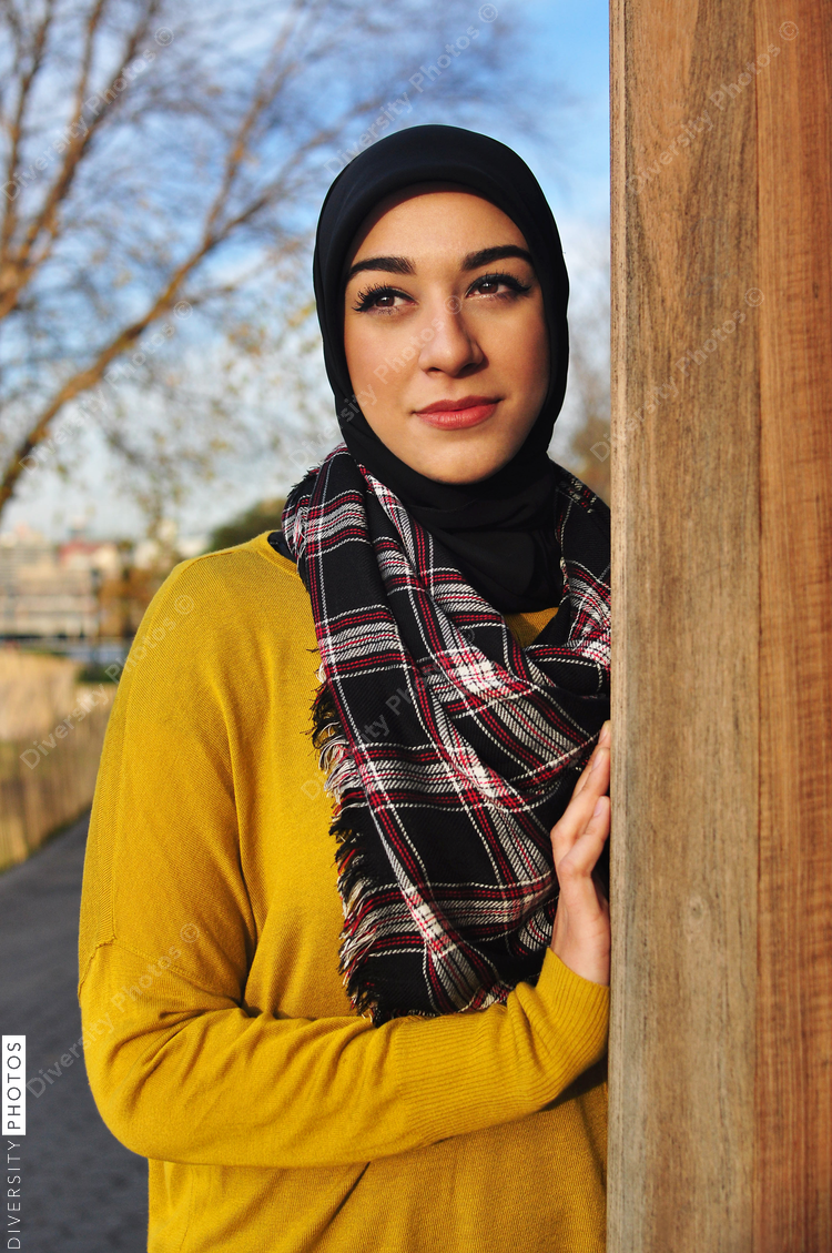 Portrait of young woman wearing hijab