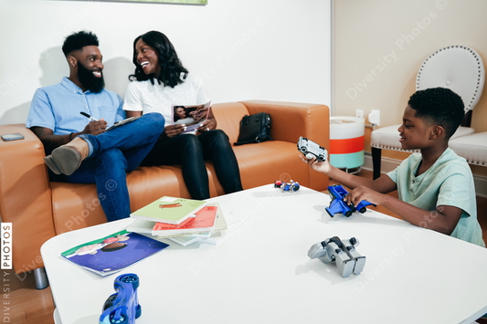Black Family in waiting room