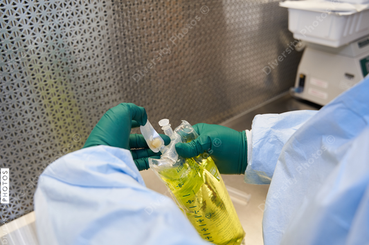 Black healthcare worker pharmacist preparing medicine
