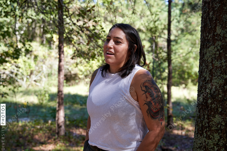 Portrait of Hispanic woman hiking