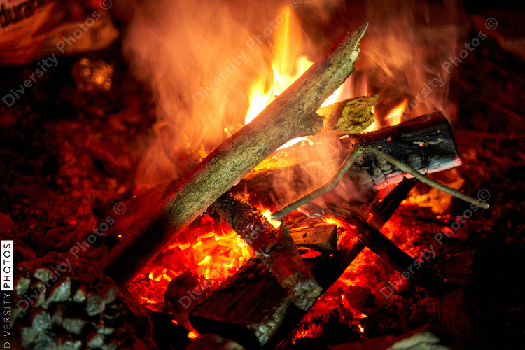 Close up of campfire burning