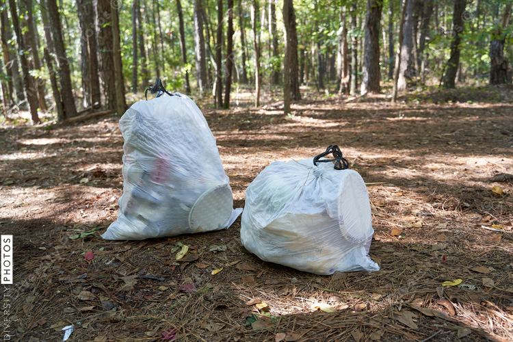 Trash bags after cleaning up campsite