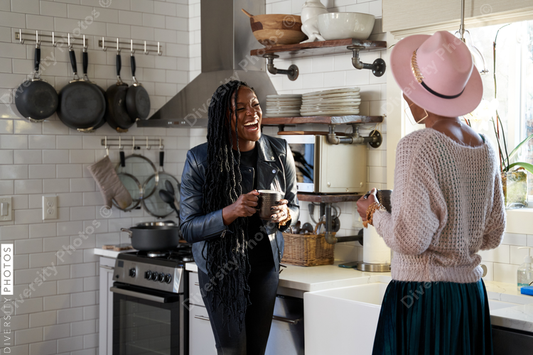 Black girlfriends having a conversation during self care retreat
