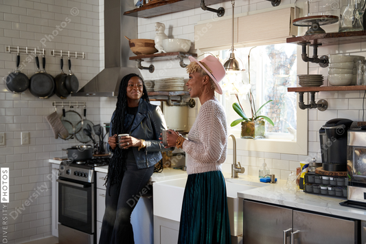 Black girlfriends having a conversation during self care retreat