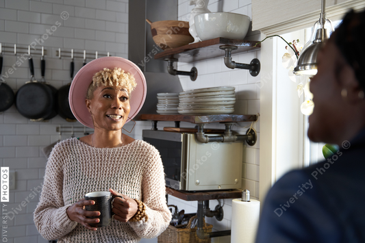 Black girlfriends having a conversation during self care retreat