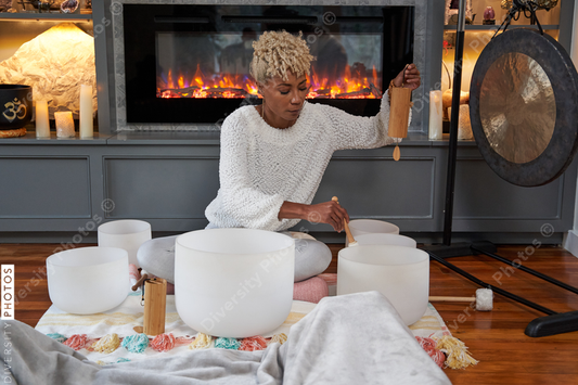 Black girlfriends enjoying a peaceful and relaxing sound bath meditation