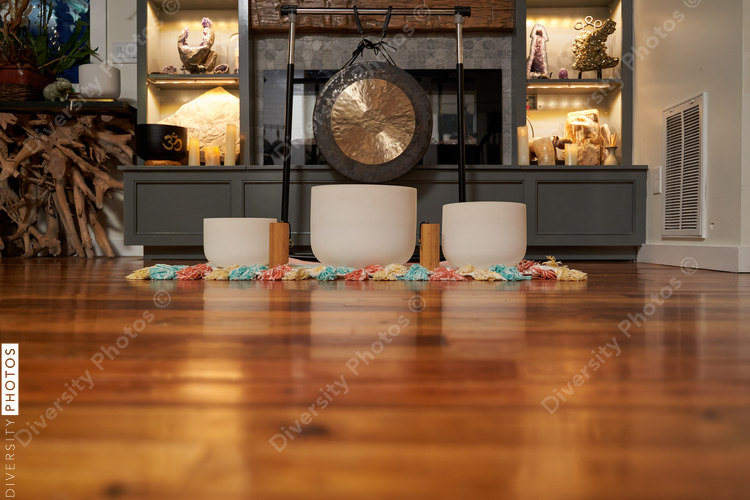 Beautiful interior home, warm and cozy earth tones, sound bath meditation