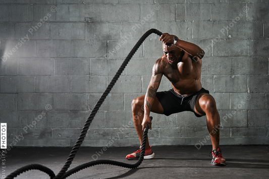 Black man doing intense sports training