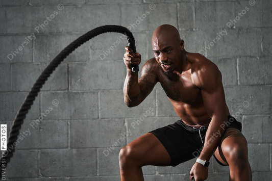 Black man doing intense sports training