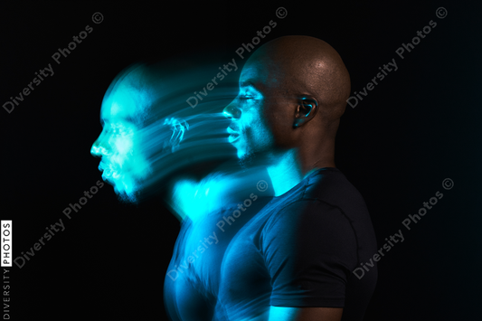 Black man in motion colorful portrait