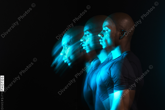 Black man in motion colorful portrait