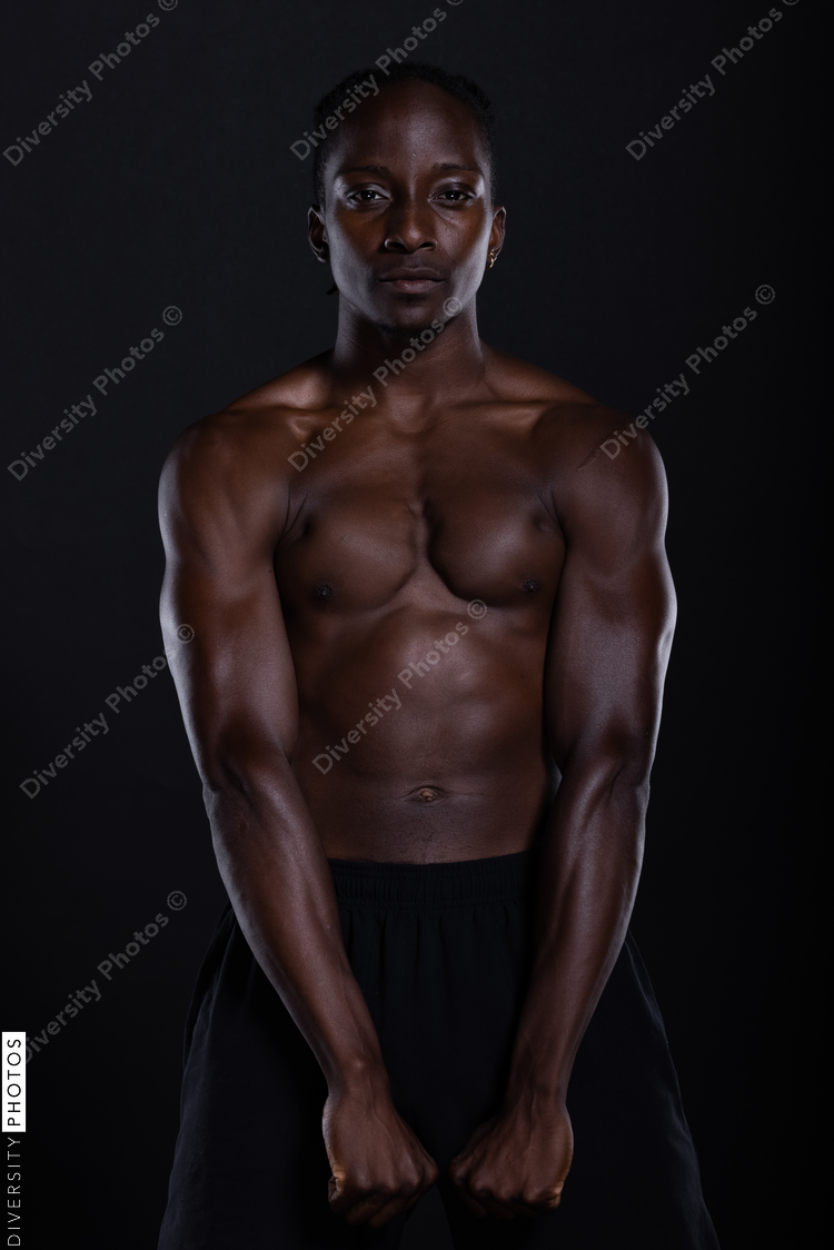 Power Black man, strength and endurance 