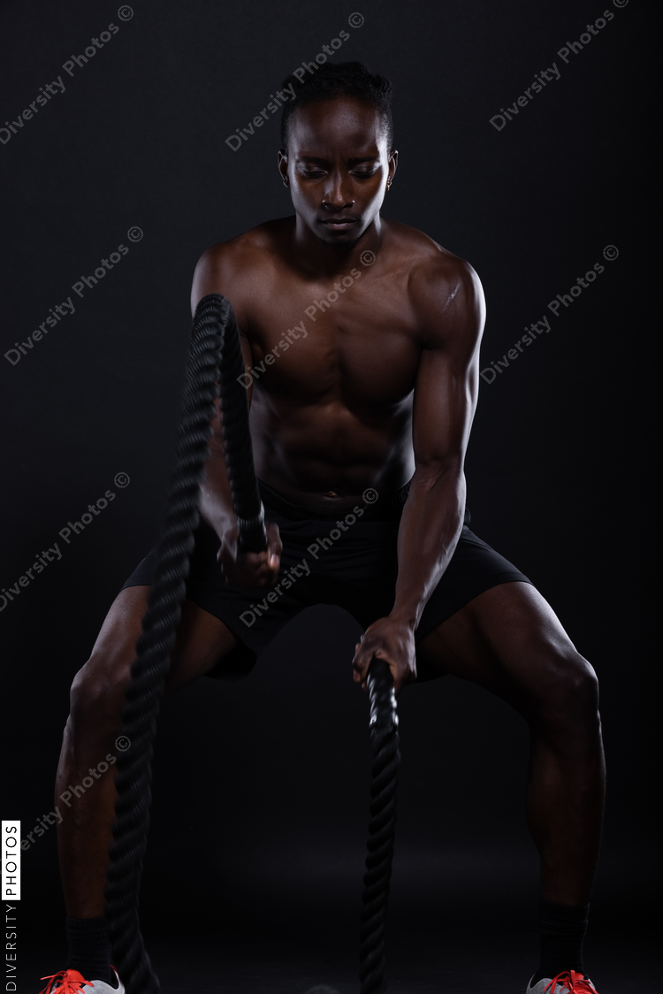 Black man doing intense sports training