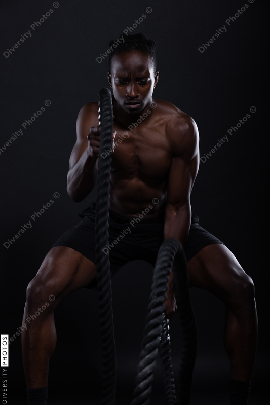Black man doing intense sports training
