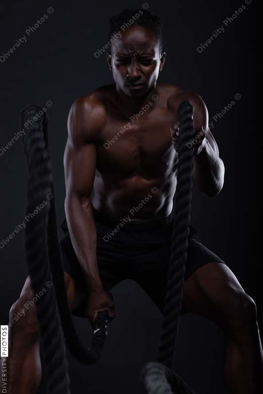 Black man doing intense sports training